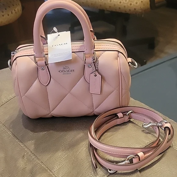 Coach Pink Quilted Handbag - Picture 1 of 9